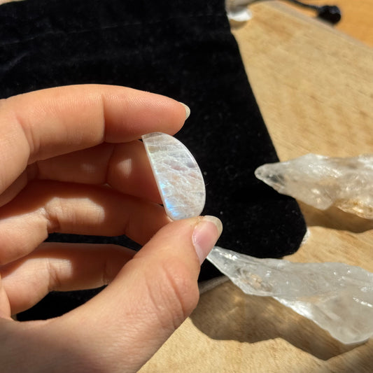 Regenbogen Mondstein /Weißer Labradorit Cabochon ~ 11CZ