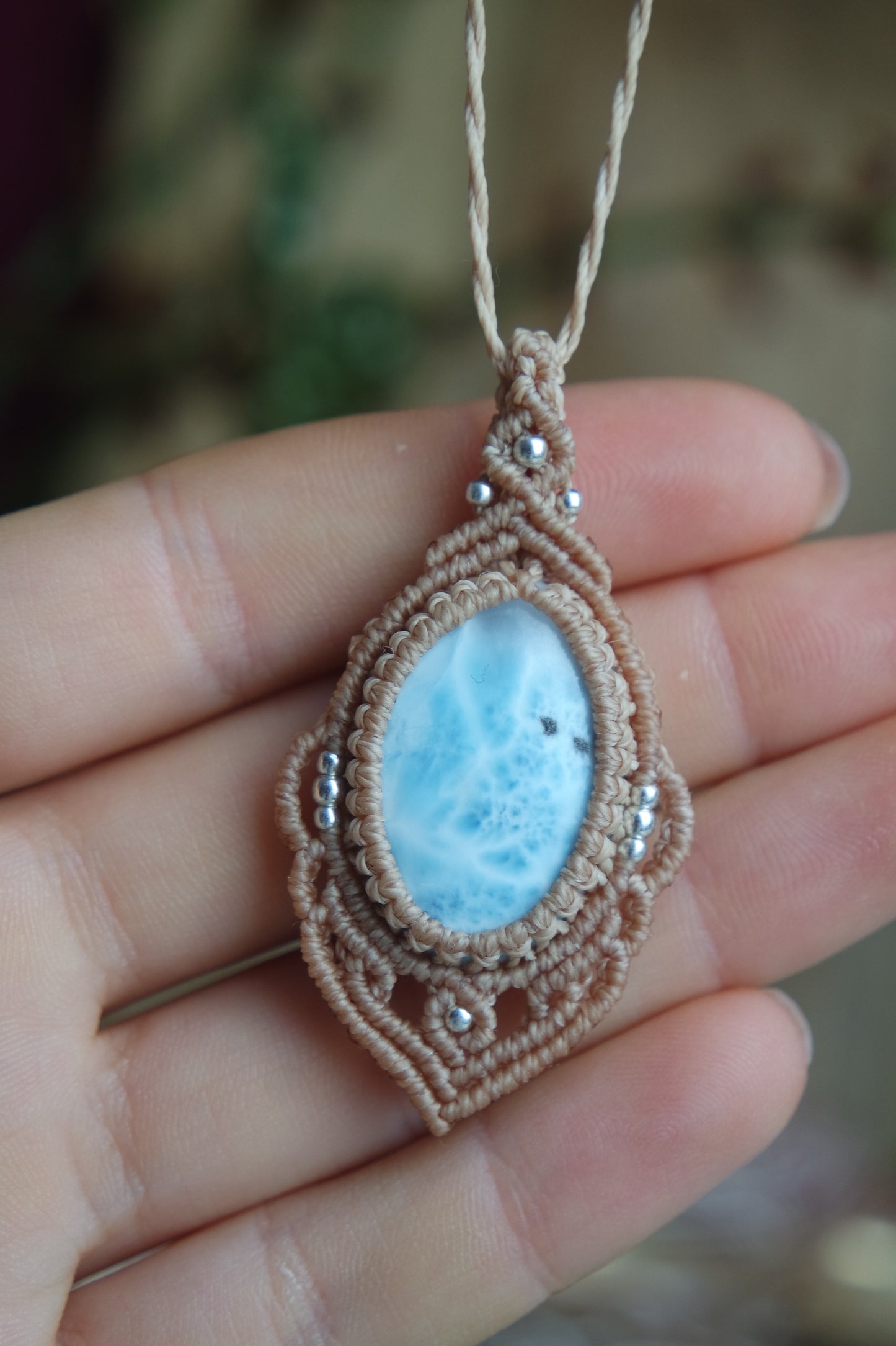 Larimar Makramee Kette