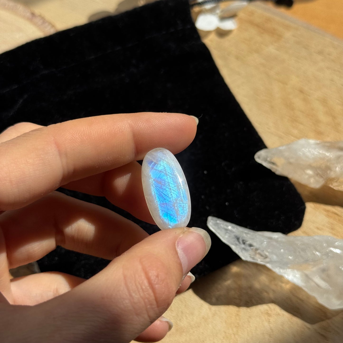 Regenbogen Mondstein /Weißer Labradorit Cabochon ~ 11CE
