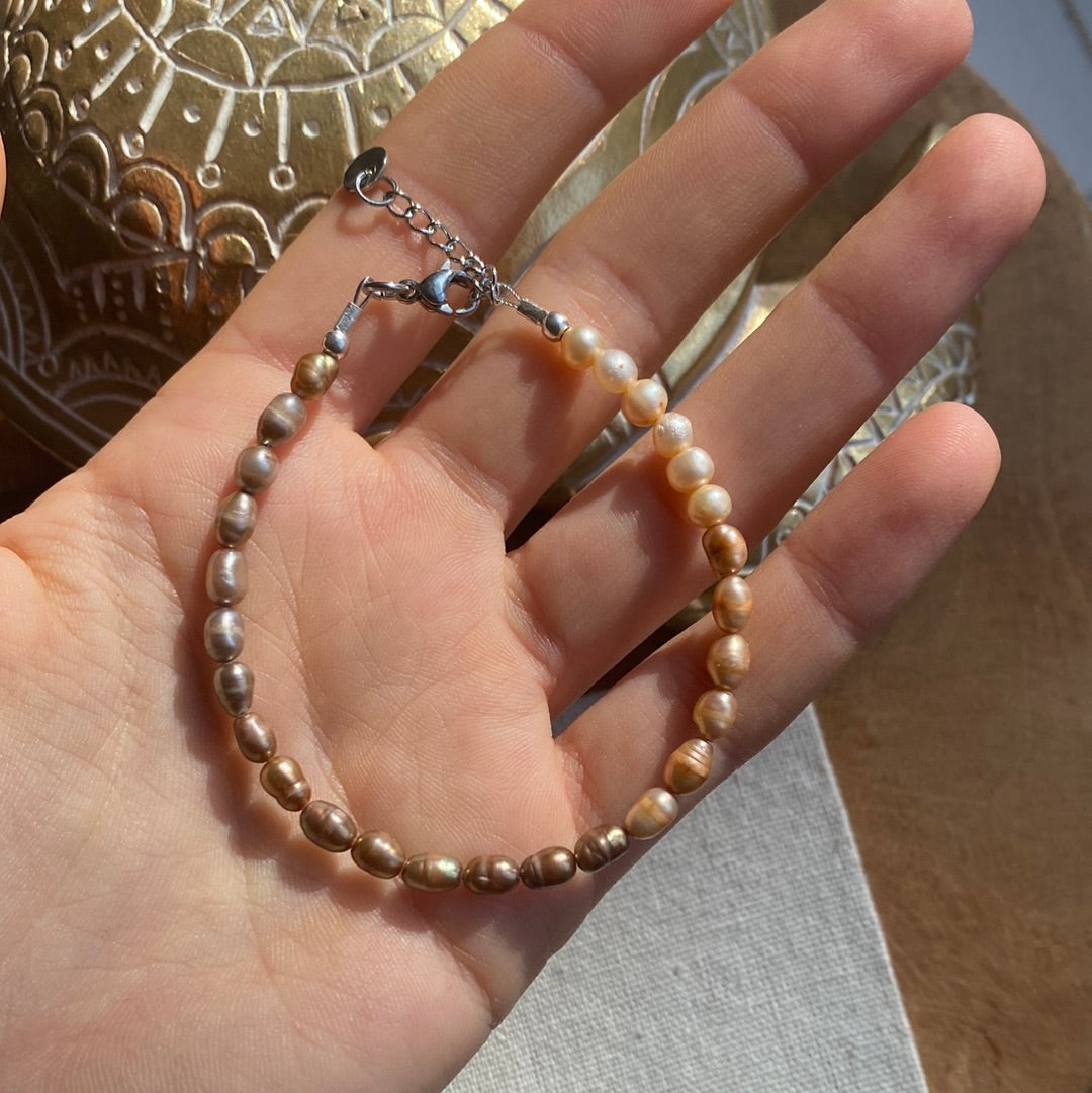 Perlen Karabiner Armband 17-20cm