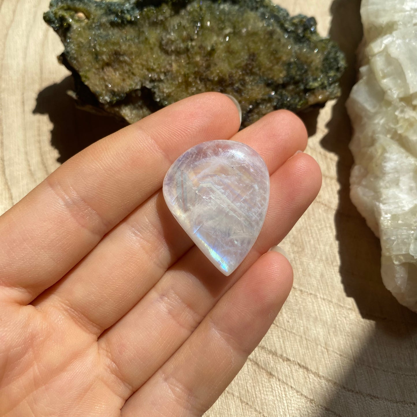 Regenbogen Mondstein /Weißer Labradorit Cabochon ~ 21wo