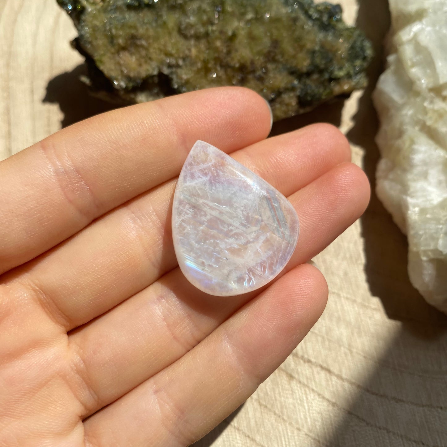 Regenbogen Mondstein /Weißer Labradorit Cabochon ~ 21wo