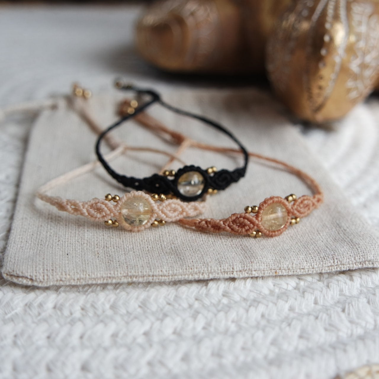 Citrin Makramee Armband
