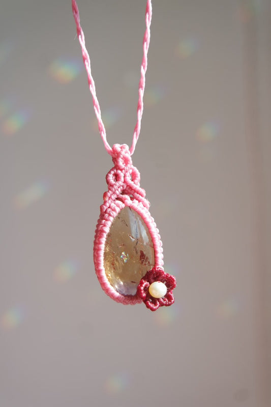 Ametrin Blumen Makramee Kette