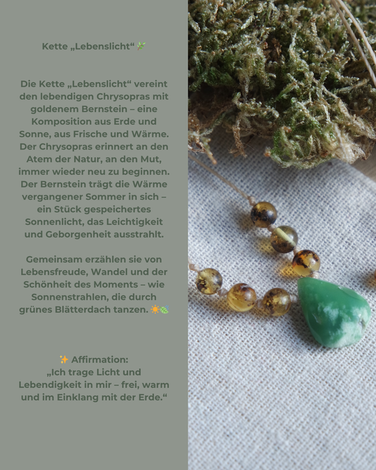 Natürliches Licht auf Edelstein Kette Lebenslicht