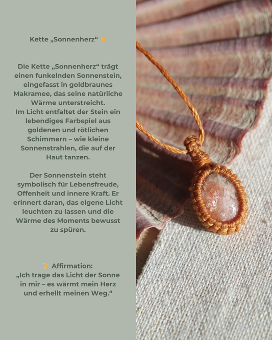 Sonnenstein Makramee Kette ~ SONNENHERZ