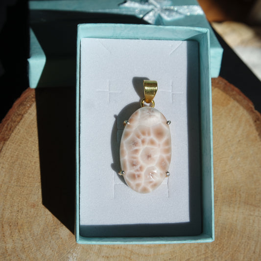 Thomsonit Anhänger GOLD 925 Silber vergoldet ~ TJ96