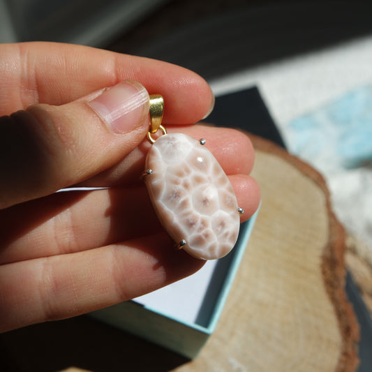 Thomsonit Anhänger GOLD 925 Silber vergoldet ~ TJ96