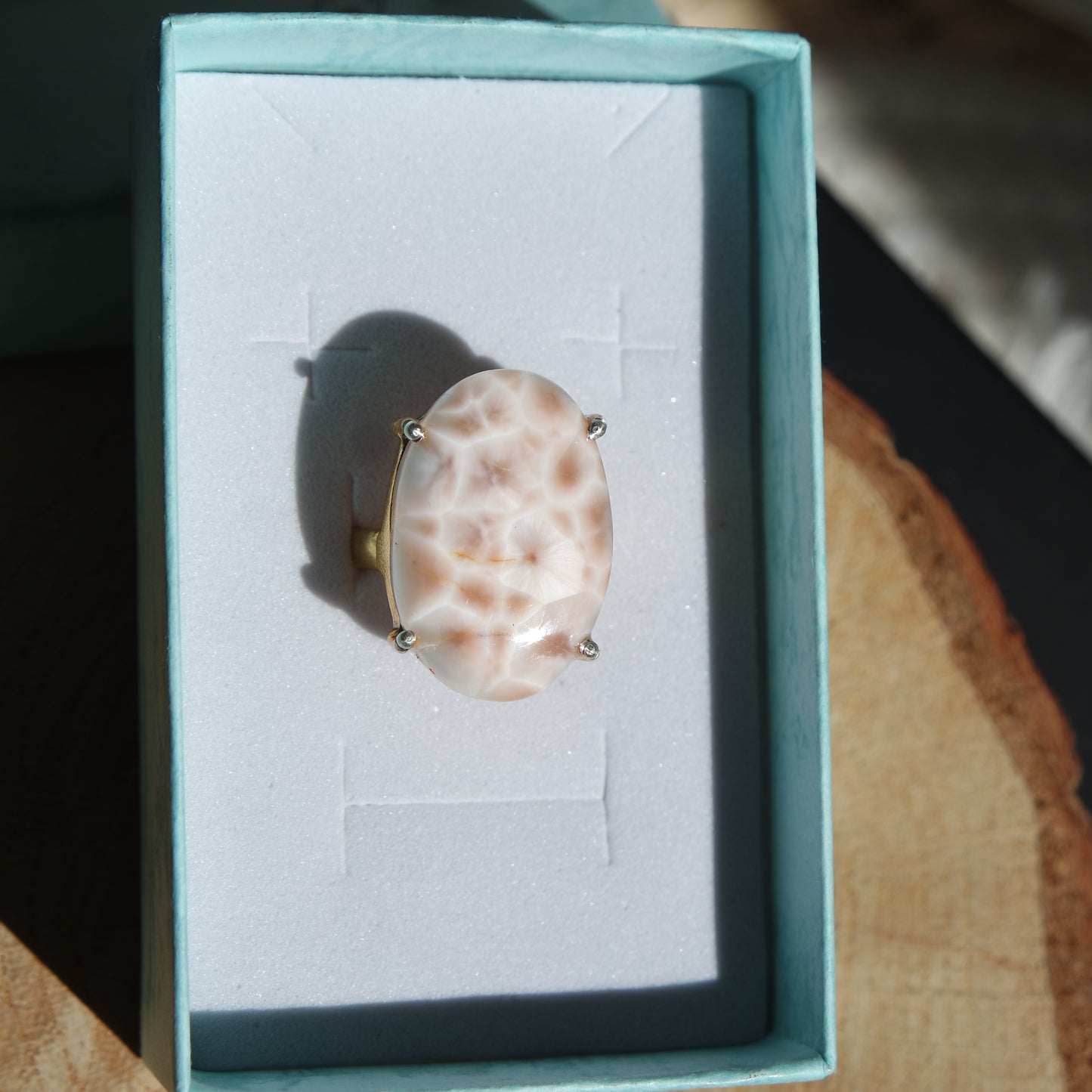 Thomsonit Ring GOLD 925 Silber vergoldet ~ TG85