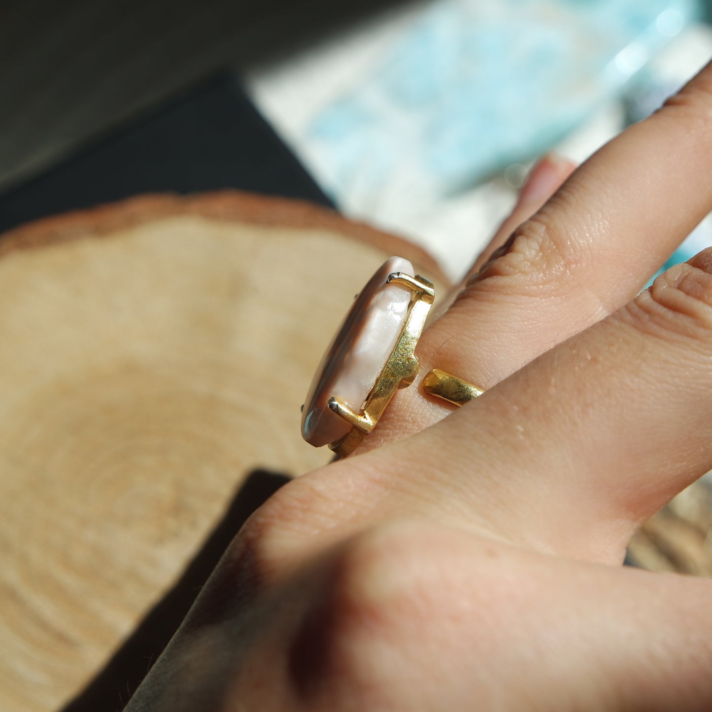 Thomsonit Ring GOLD 925 Silber vergoldet ~ TG85