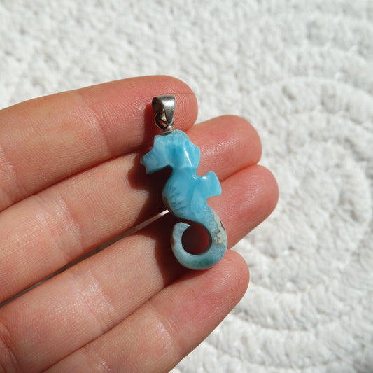 Larimar Seepferdchen 925 Silber Anhänger ~ TO70