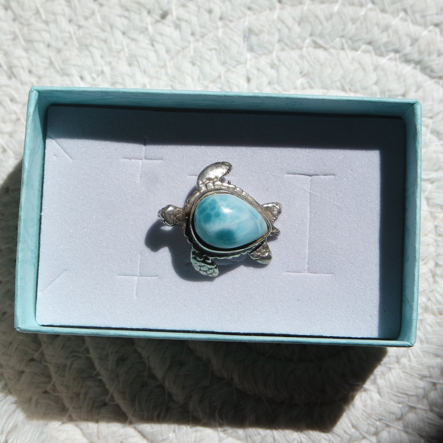 Larimar Schildkröte 925 Silber Anhänger ~ TL91