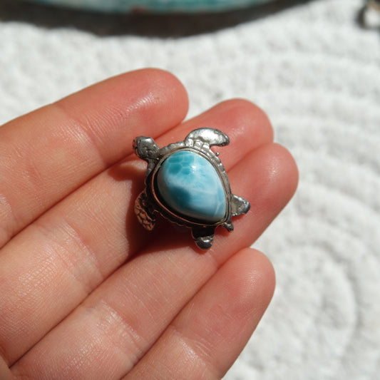 Larimar Schildkröte 925 Silber Anhänger ~ TL91