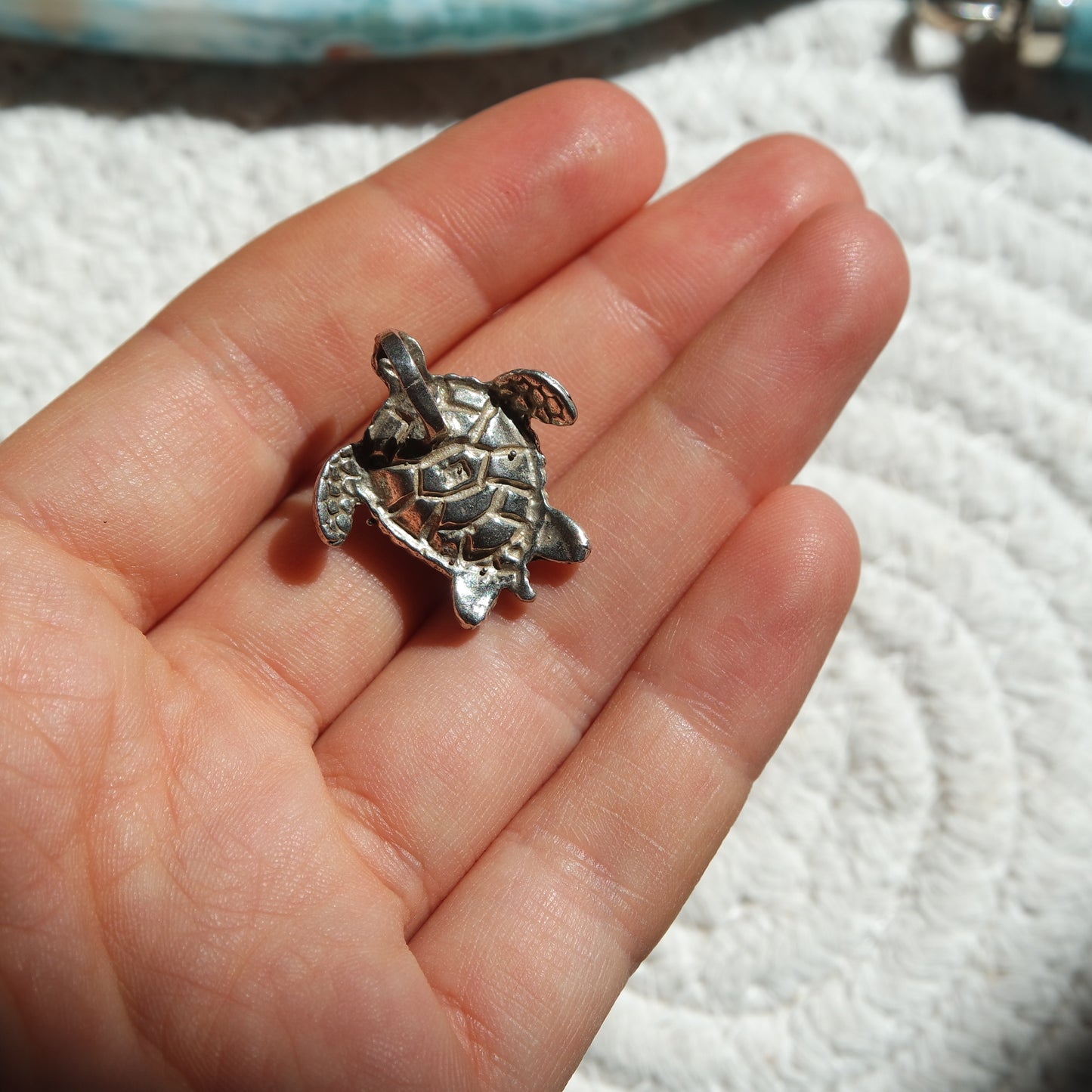 Larimar Schildkröte 925 Silber Anhänger ~ TL91