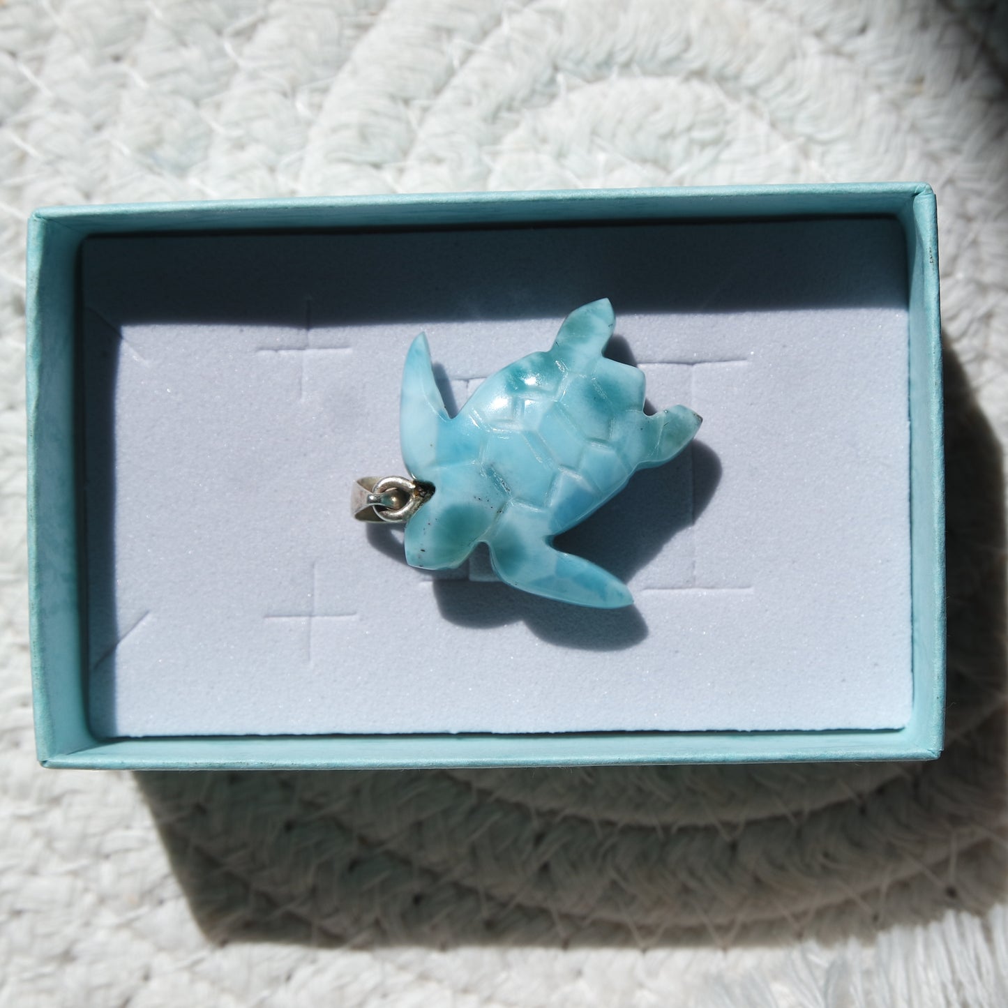 Larimar Schildkröte 925 Silber Anhänger ~ TB111