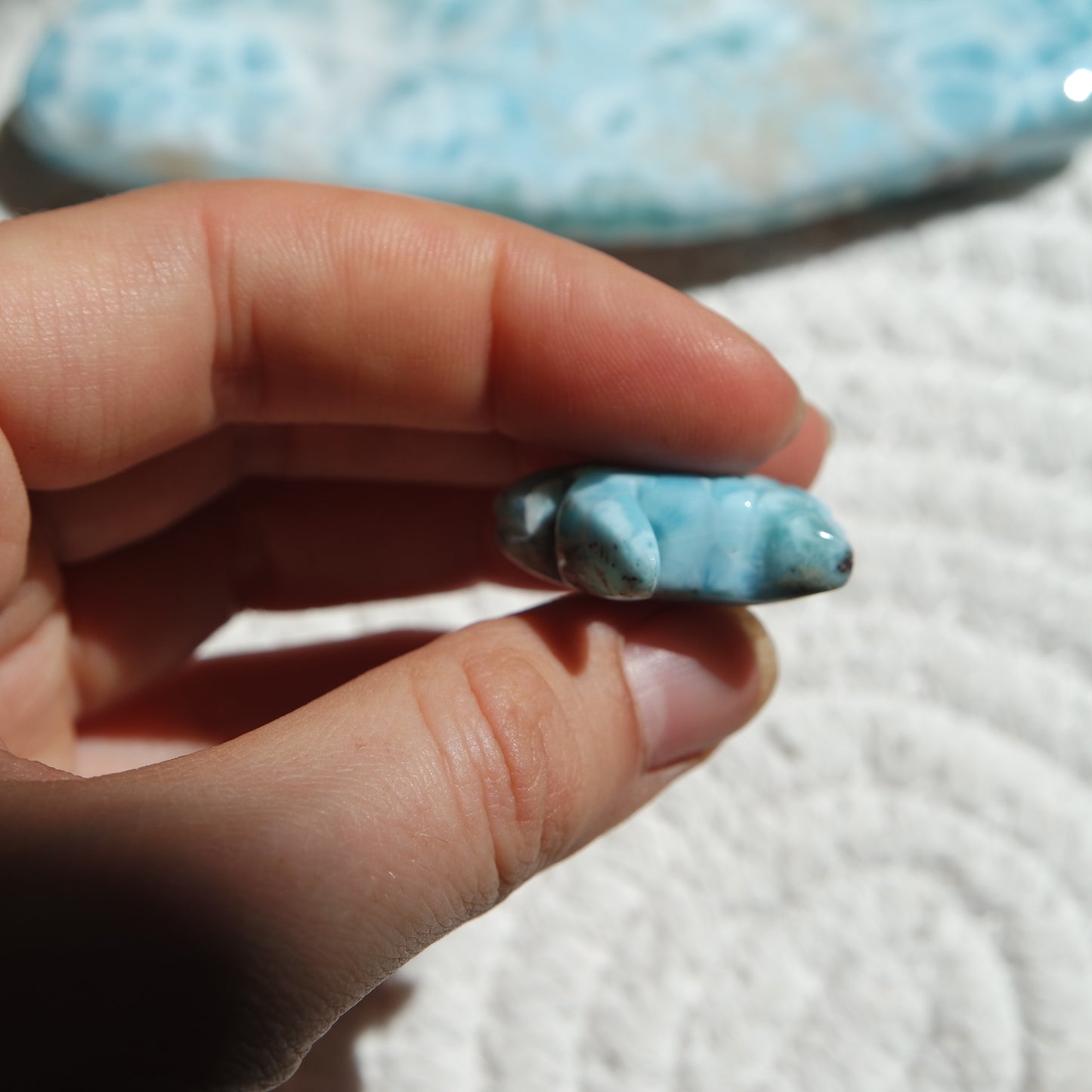 Larimar Schildkröte 925 Silber Anhänger ~ TB111