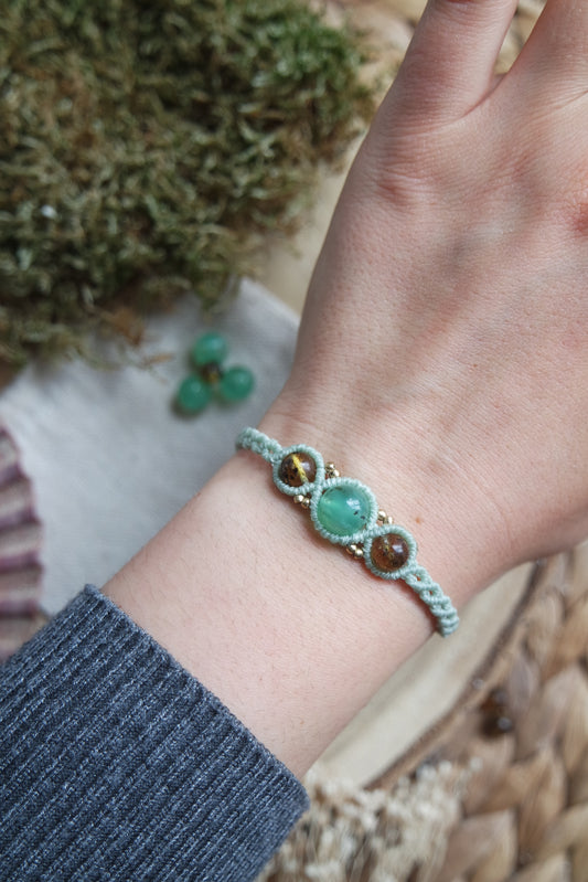 Crysopras & Bernstein Makramee Armand ~ GOLDWALD