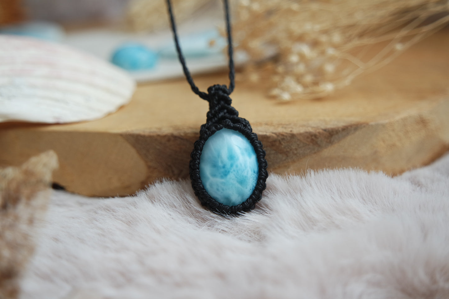 Makramee Larimar Kette Produktfoto Naturstein Halskette