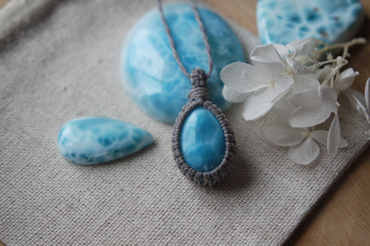 Larimar Makramee Kette ~ MEERESGEFLÜSTER