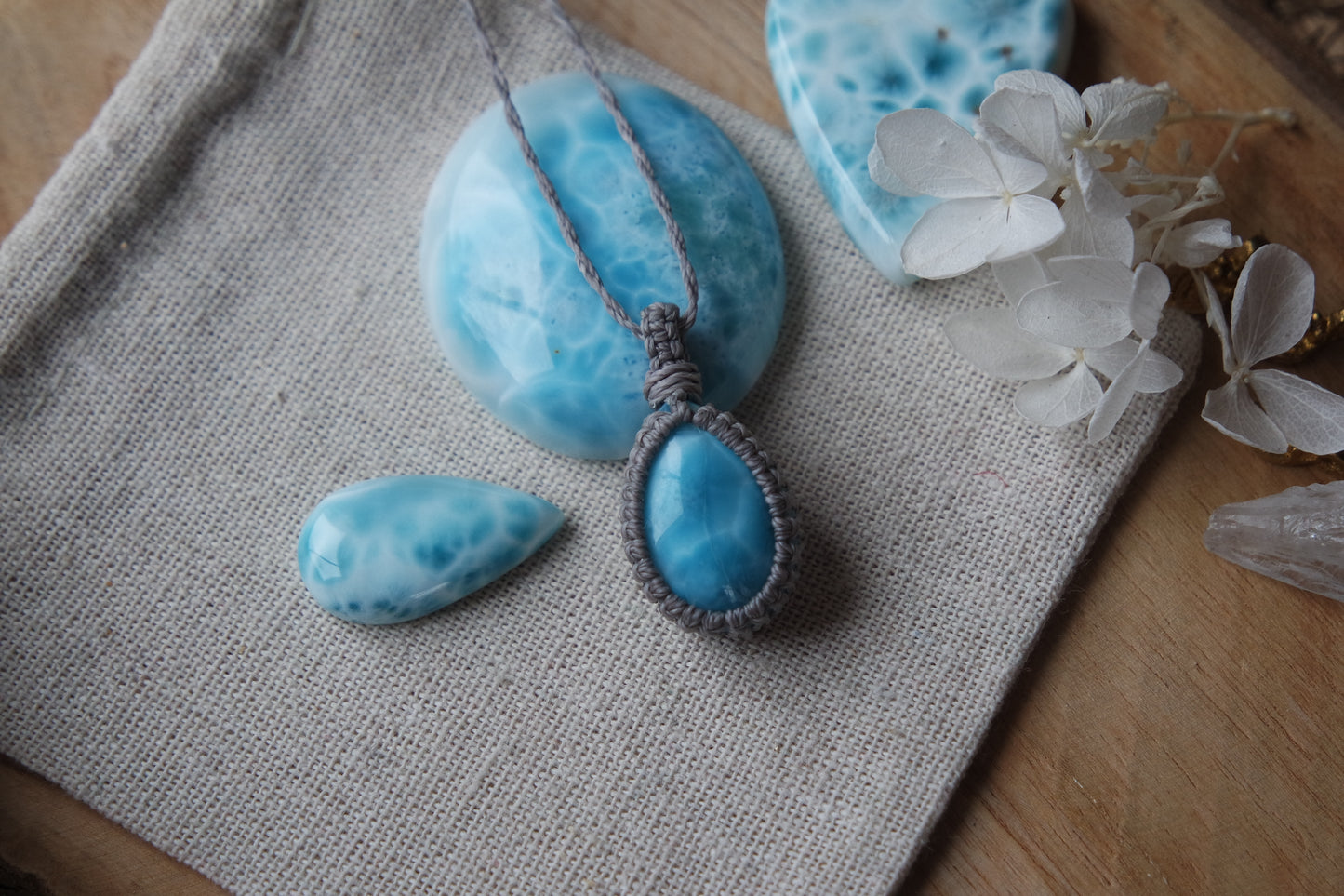Larimar Makramee Kette ~ Meeresgeflüster84