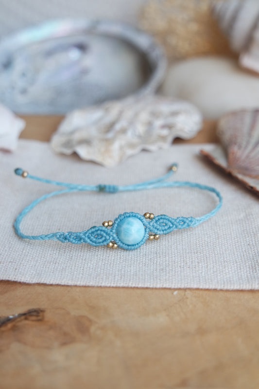 Larimar Makramee Armand ~ messing Unikat 2