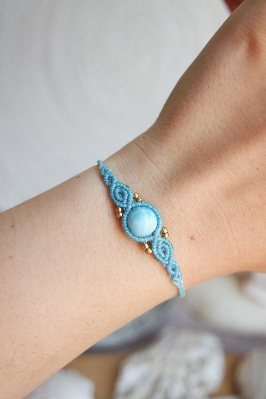 Larimar Makramee Armand ~ messing Unikat 2