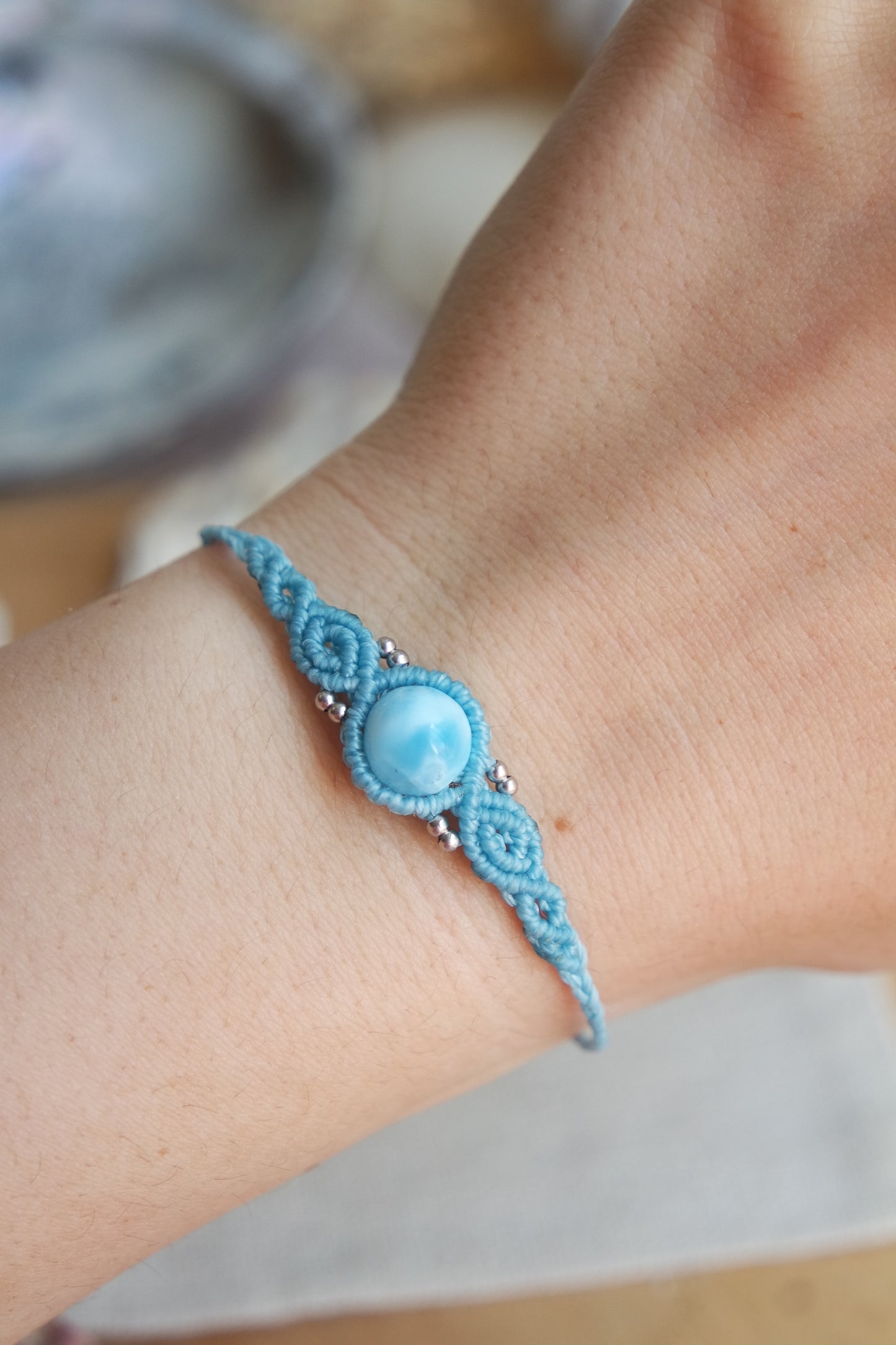 Larimar Makramee Armand ~ 925 Silber Unikat 6