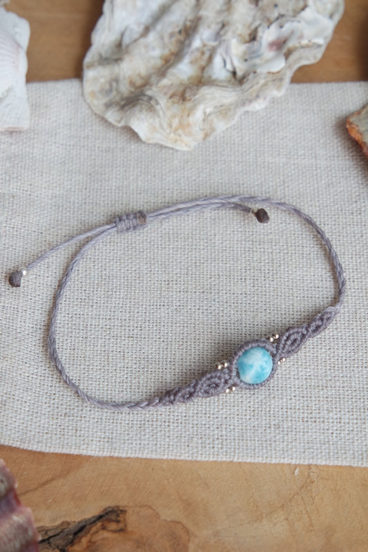 Larimar Makramee Armand ~ 925 Silber Unikat 10