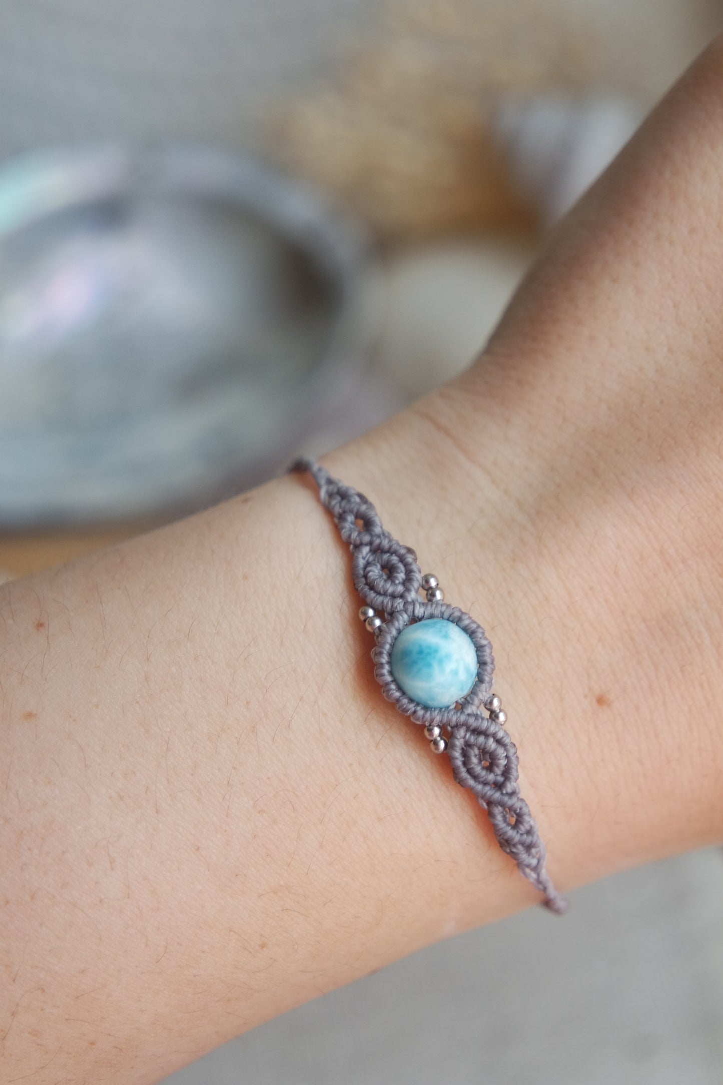 Larimar Makramee Armand ~ 925 Silber Unikat 10