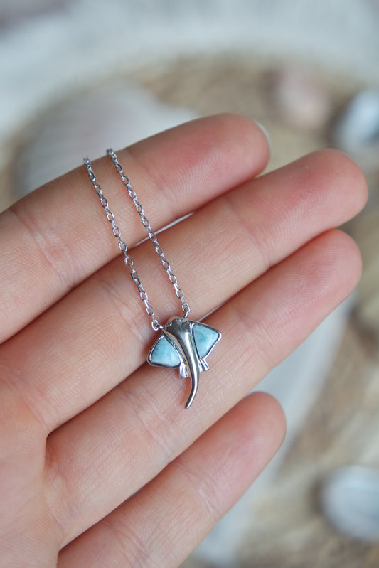 Larimar Manta Kette ~ 925 Silber