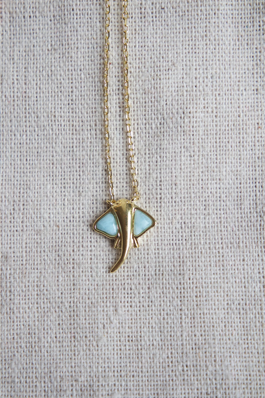 Larimar Manta Kette ~ 925 Silber Vergoldet