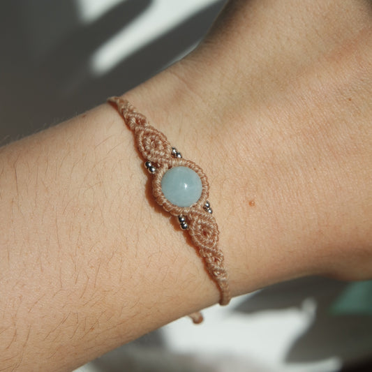 Aquamarin Makramee Armband
