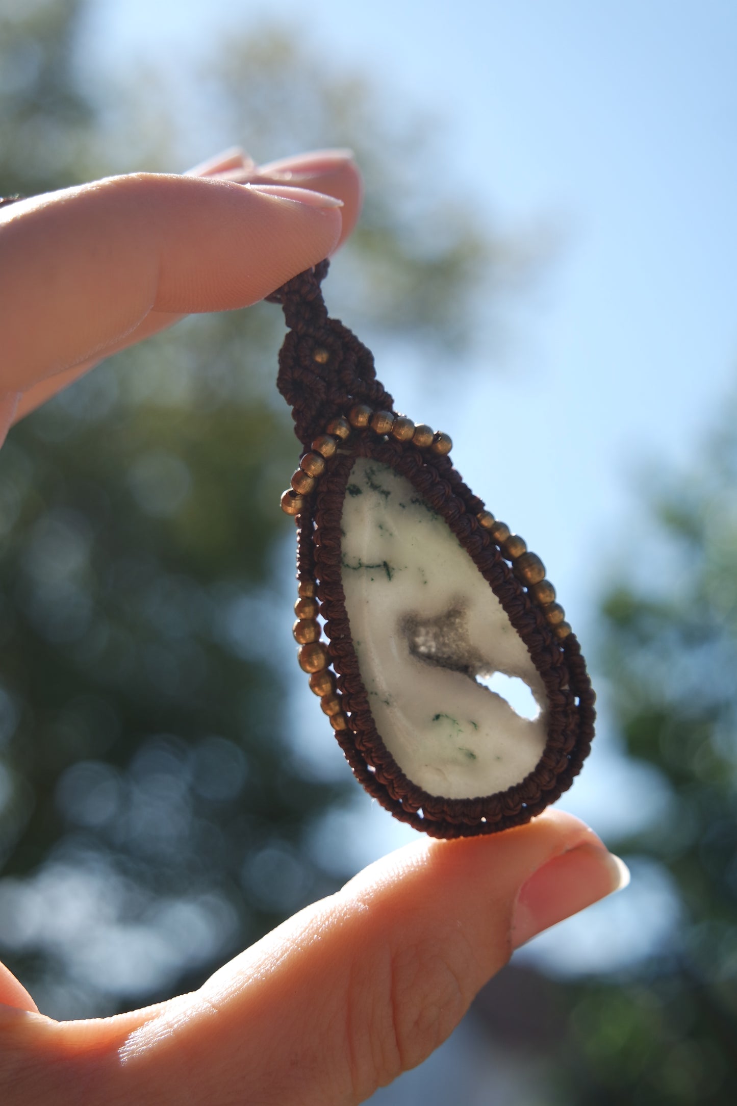 Baumachat makramee Kette ~ 62W