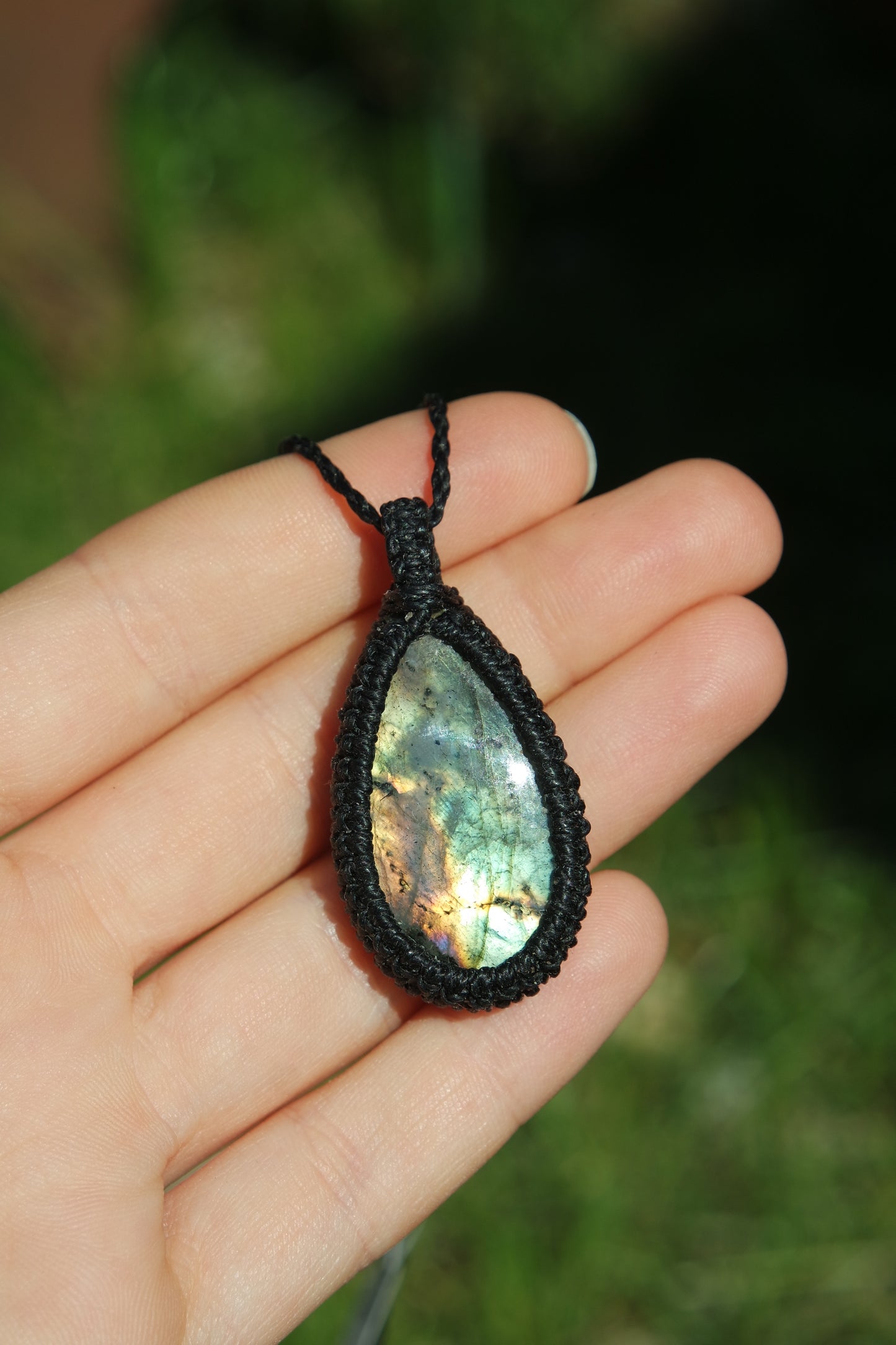 Labradorit Makramee Kette ~ 35w