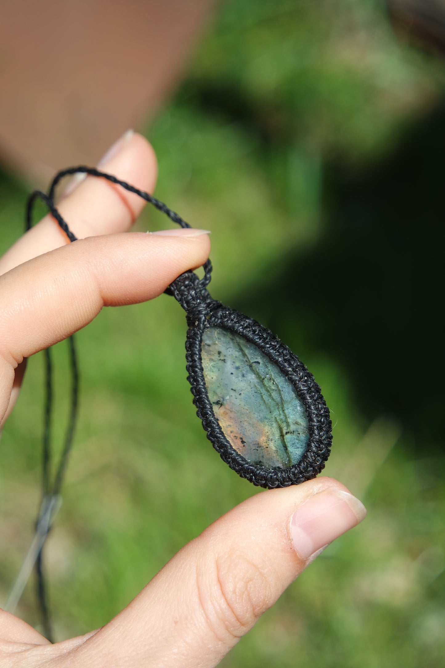 Labradorit Makramee Kette ~ 35w