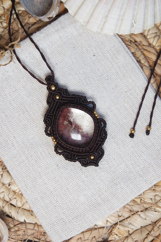 Lodolith / Gartenquarz Makramee Kette ~ Melwyn