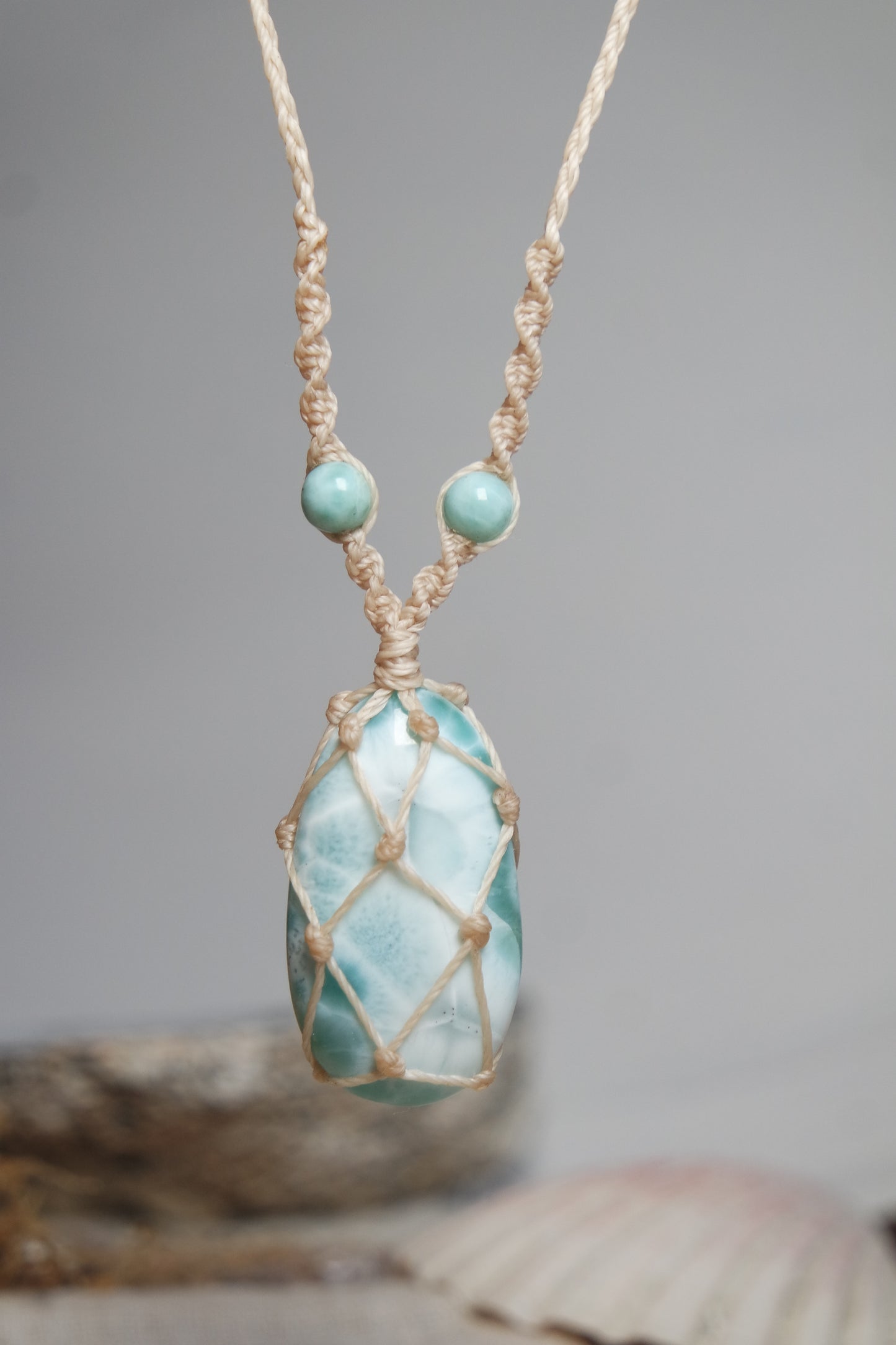 Larimar Makramee Kette ~ Aquallina