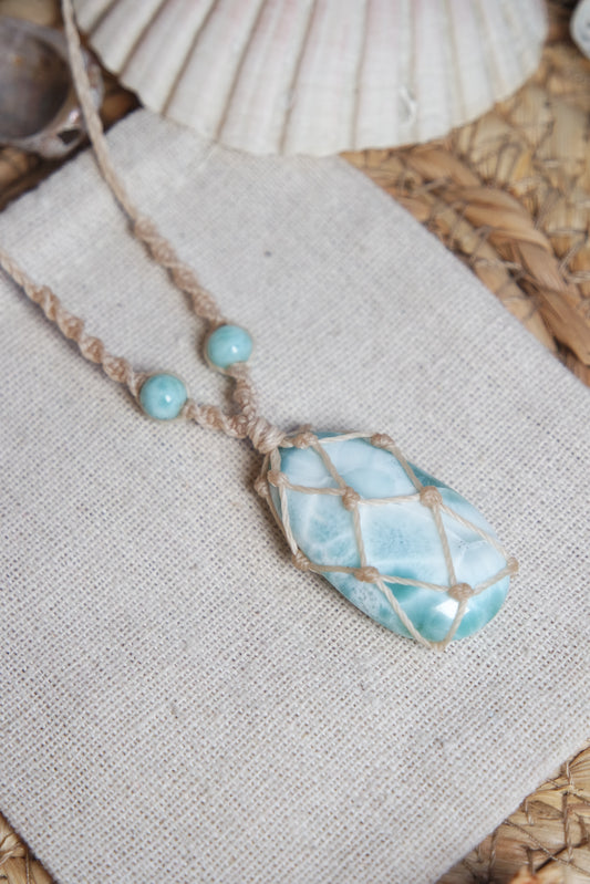 Larimar Makramee Kette ~ Aquallina