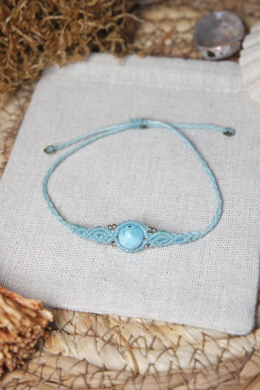 Larimar Makramee Armand ~ 925 Silber Unikat 17