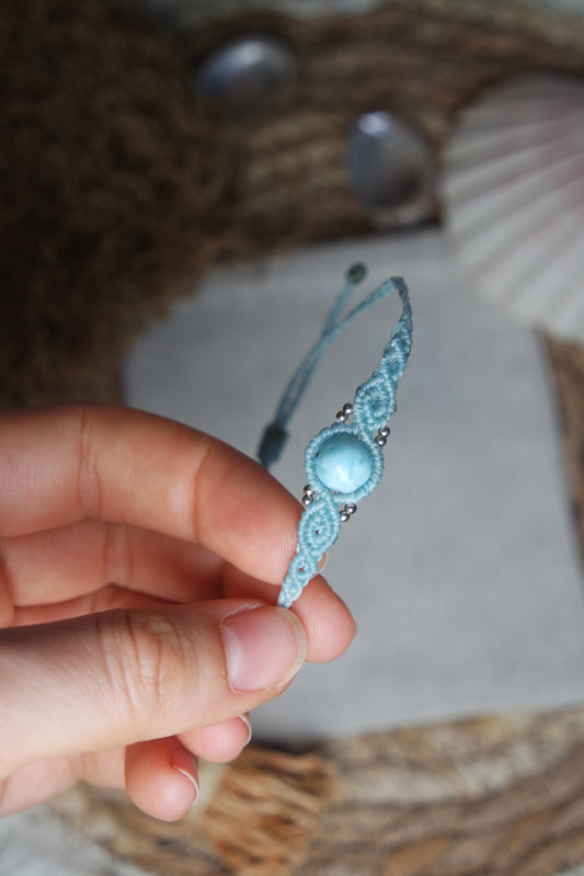 Larimar Makramee Armand ~ 925 Silber Unikat 17