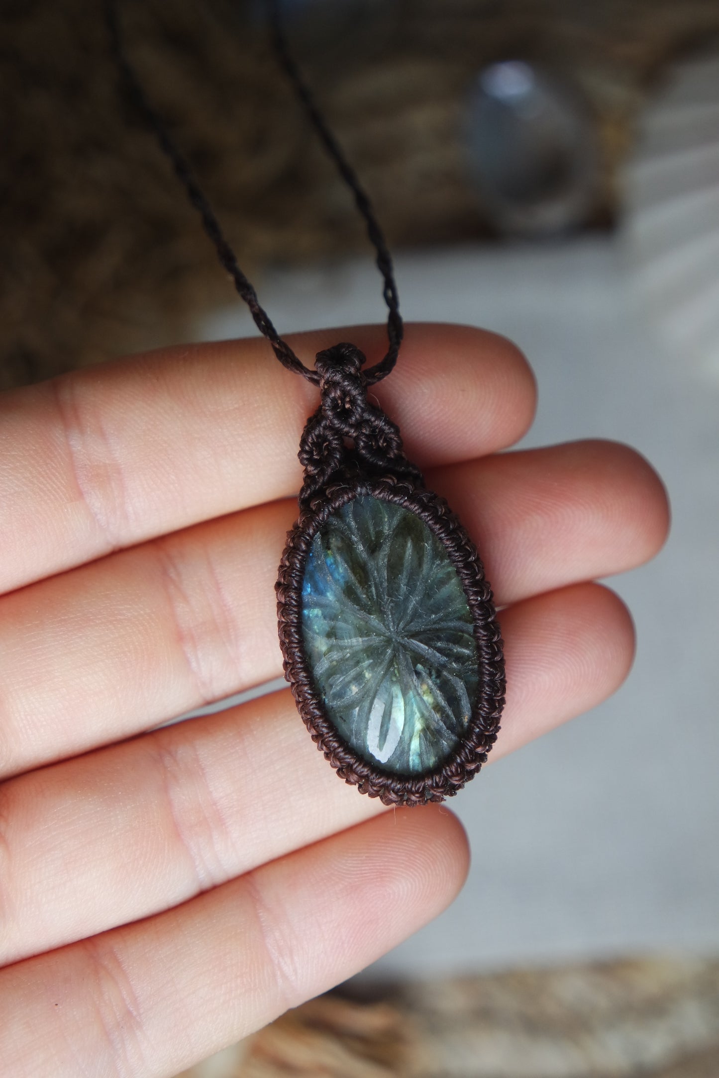 Labradorit Makramee Kette ~ Miralyn