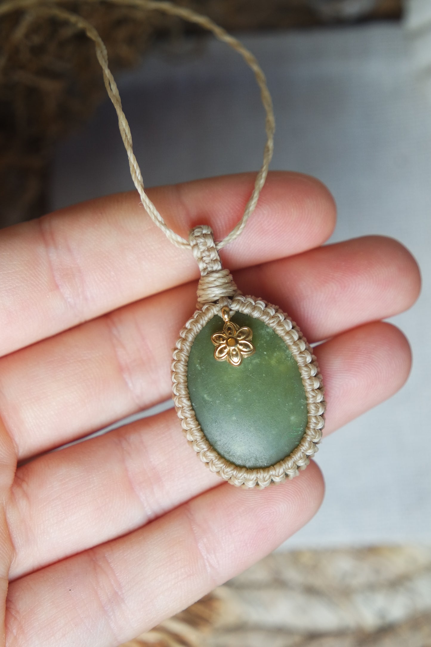Jade Makramee Kette ~ Mossalia