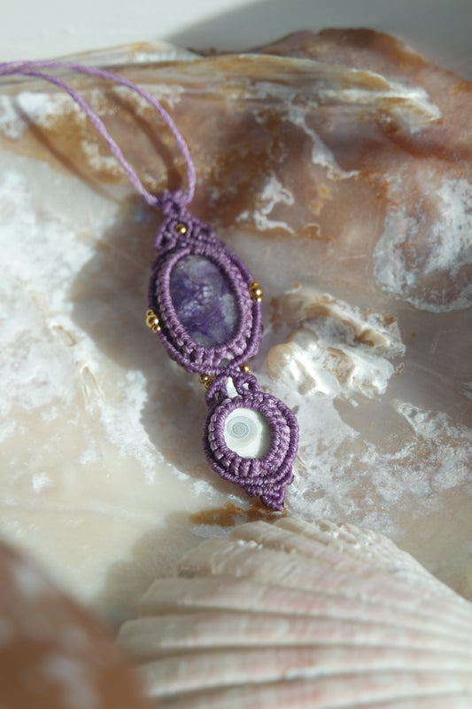 Tiffany Stone (Opalfluorit) Makramee Kette ~ Windzauber