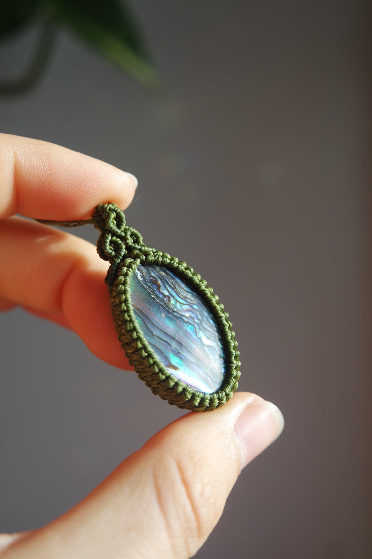 Abalone Makramee Kette ~ Waldgeheimnis
