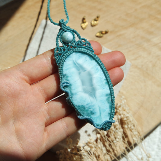 Larimar Makramee Kette ~ WELLENKLANG
