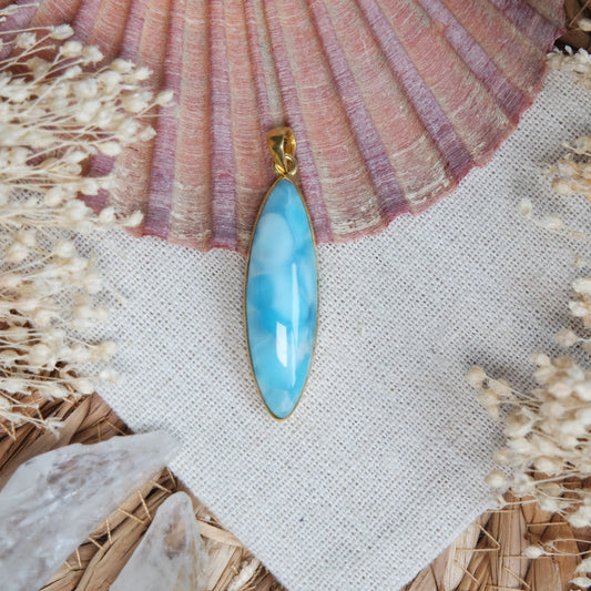 Larimar Anhänger GOLD 925 silber Vergoldet ~ L111