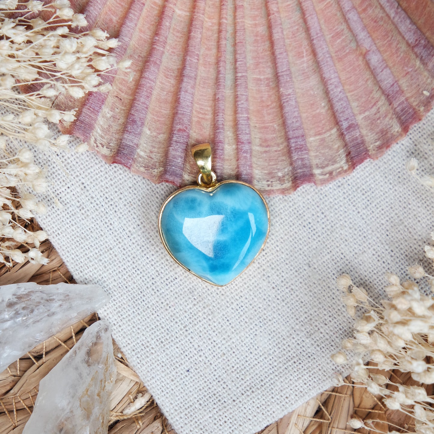 Larimar Anhänger GOLD 925 silber Vergoldet ~ L135