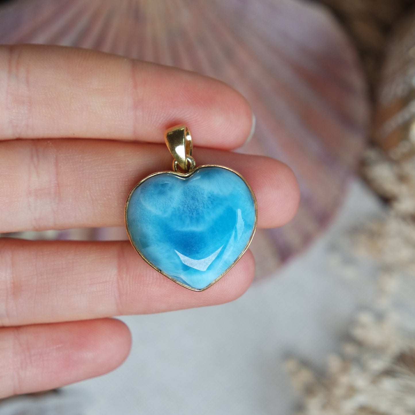 Larimar Anhänger GOLD 925 silber Vergoldet ~ L135