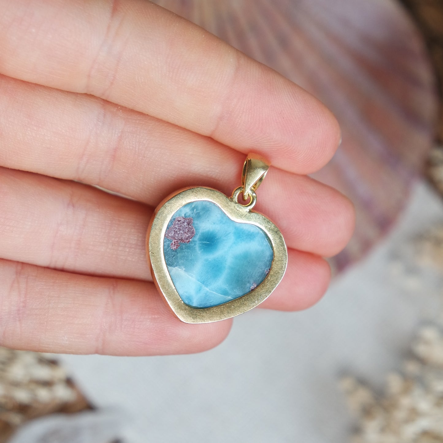 Larimar Anhänger GOLD 925 silber Vergoldet ~ L135