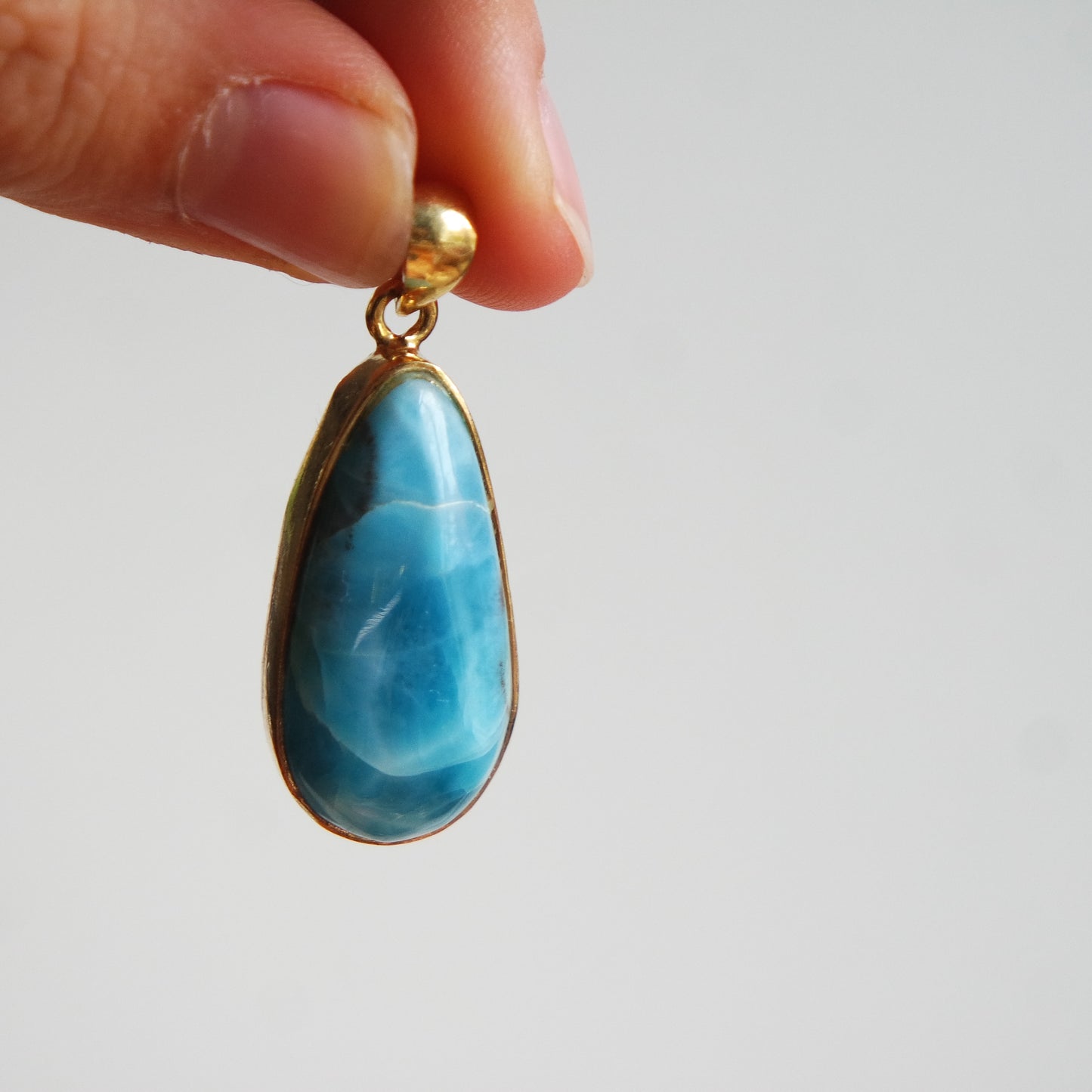 Larimar Anhänger GOLD 925 silber Vergoldet ~ L117